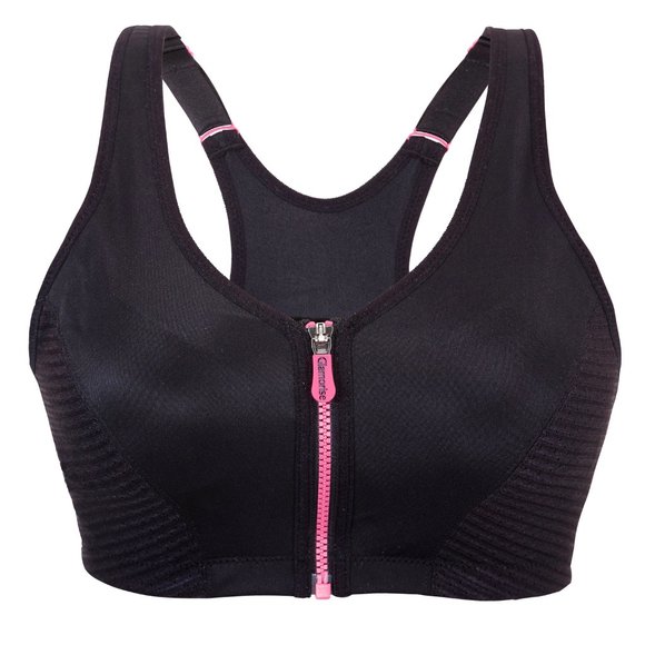 Glamorise SPORT Bra 42B (HIGH-IMPACT) Wicking (RACERBACK) Stretch BLACK NEW - Picture 1 of 9
